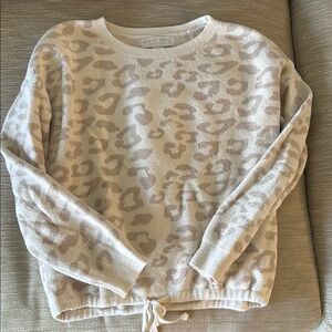 Barefoot Dreams Leopard Print Cream Sweater